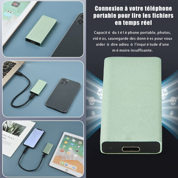 Disque dur externe 256 Go Type-C USB3.1 portable transfert haute vitesse mobile SSD externe Système de support Windows/OS/Linux vert